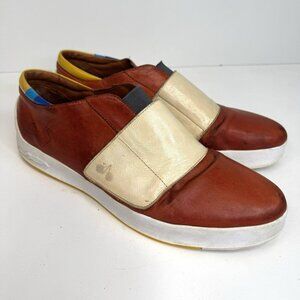 John Fluevog Kickback Moving Sneakers Shoes Mens Size 13 Orange Leather Casual